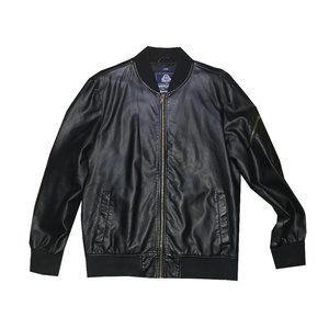 American Rag Faux Leather Bomber Jacket Black